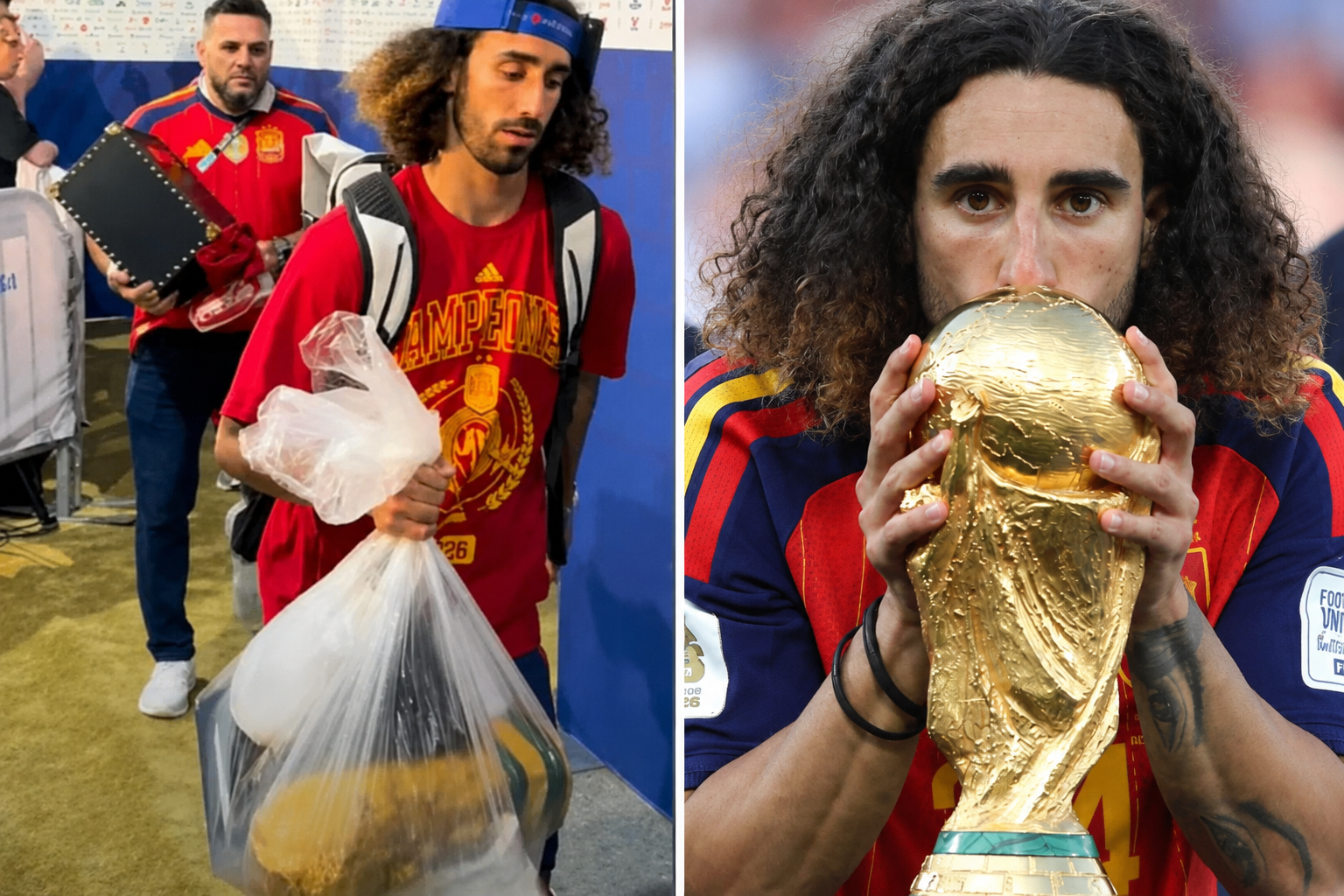 [Video] La Copa del Mundo en una bolsa: qué llevaba Cucurella en realidad